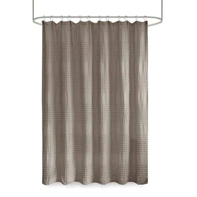 Olliix Arlo Super Waffle Texture Solid Shower Curtain In Taupe Grey In Gray