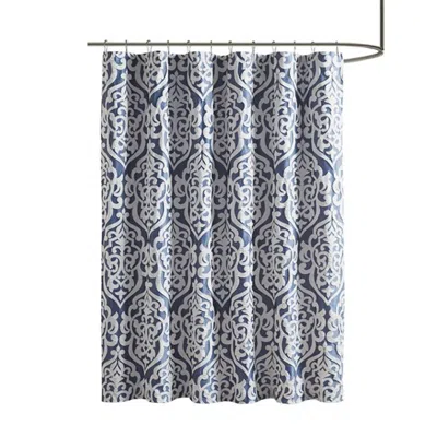 Olliix Odette Jacquard Shower Curtain In Navy In Blue