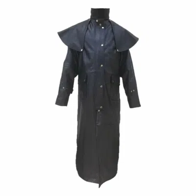 Pre-owned Olly & Ally Mens Real Black Crocodile Leather Duster Riding Hunting Steampunk Trench Coat