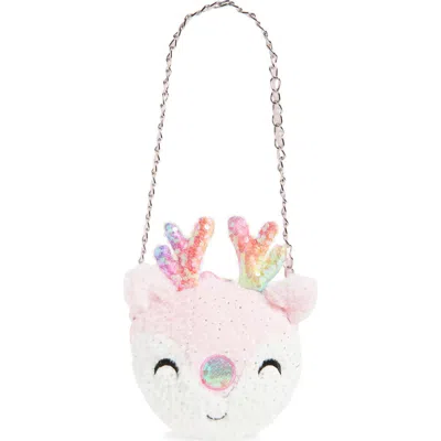 Olly & Me Kids' Plush Reindeer Crossbody Bag In Pink