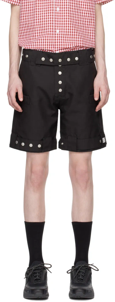 Olly Shinder Black Press-stud Shorts