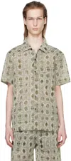 Olly Shinder Green Warp Shirt In Printed Green