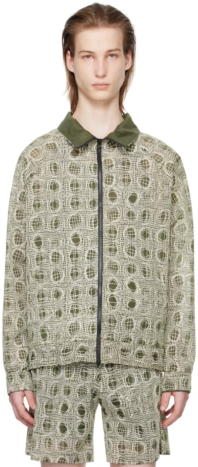 Olly Shinder Green Warp Track Jacket In Printed Green