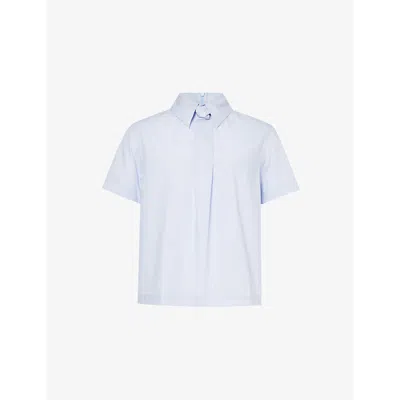 Olly Shinder Mens Blue Vanishing Tie Short-sleeve Regular-fit Cotton-poplin Shirt