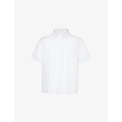 Olly Shinder Mens White Vanishing Tie Short-sleeve Regular-fit Cotton-poplin Shirt