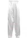 Olly Shinder Wet Look Split Pants In Silver