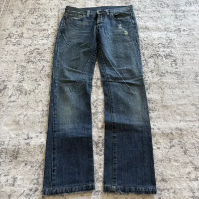 Pre-owned Olmar Mirta X Rick Owens Tired Blue Detroit Cut Distressed Jeans | 25