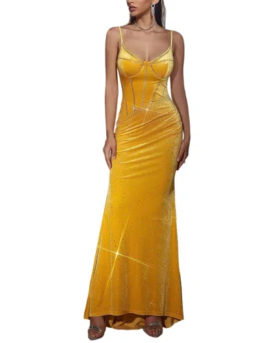 Oloey Embellished Maxi Dress In Yellow
