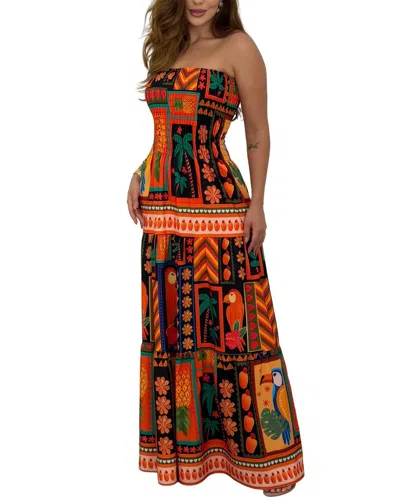 Oloey Maxi Dress In Multi