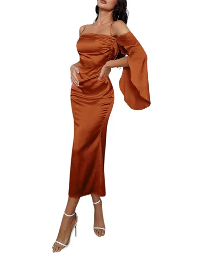 Oloey Midi Dress In Brown