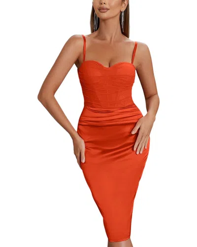 Oloey Midi Dress In Orange