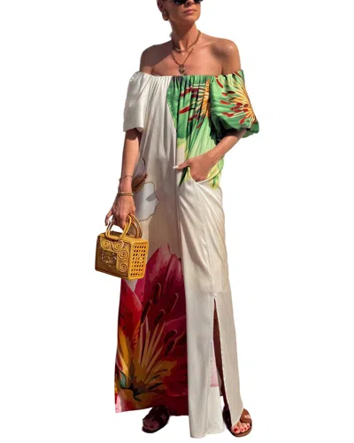 Oloey Off-the-shoulder Maxi Dress In Multi