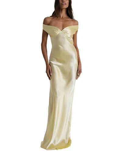 Oloey Off-the-shoulder Maxi Dress In Yellow