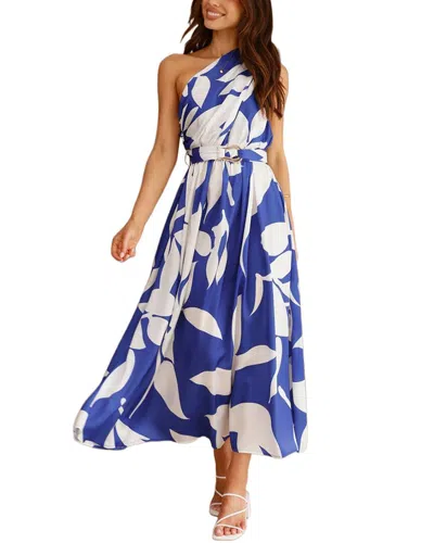 Oloey One-shoulder Maxi Dress In Blue