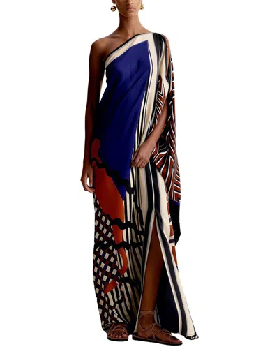 Oloey One-shoulder Maxi Dress In Blue