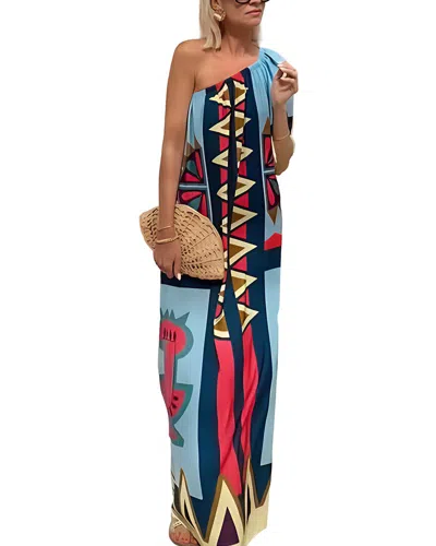 Oloey One-shoulder Maxi Dress In Multi