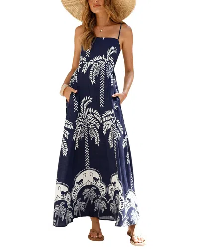 Oloey Printed Maxi Dress In Blue