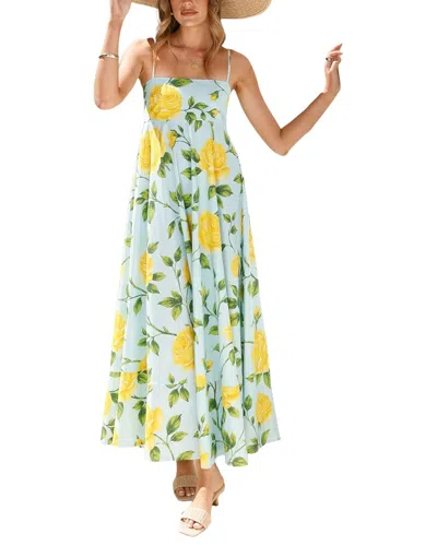 Oloey Printed Maxi Dress In Blue