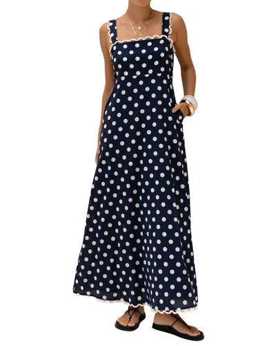 Oloey Printed Maxi Dress In Blue