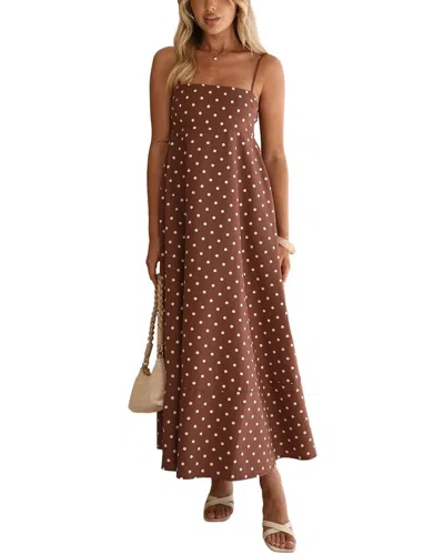 Oloey Printed Maxi Dress In Brown