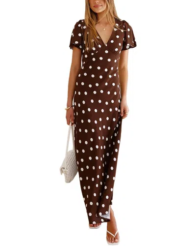 Oloey Printed Maxi Dress In Brown