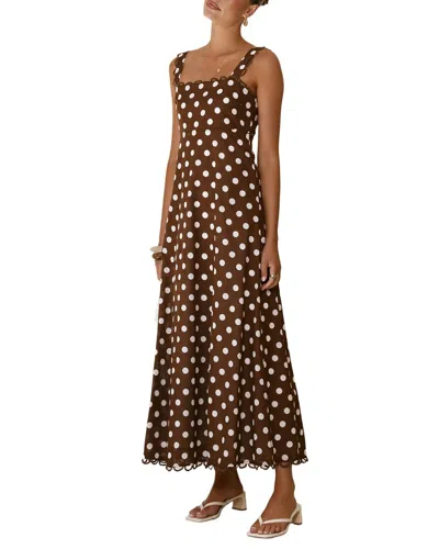Oloey Printed Maxi Dress In Brown