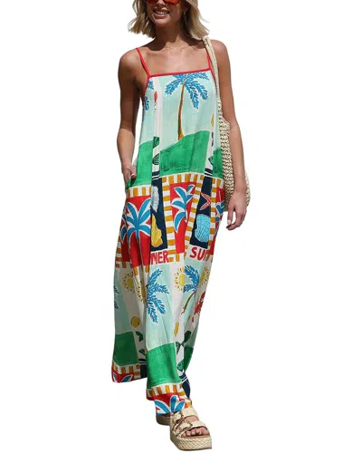 Oloey Printed Maxi Dress In Multi
