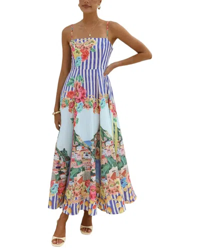 Oloey Printed Maxi Dress In Multi
