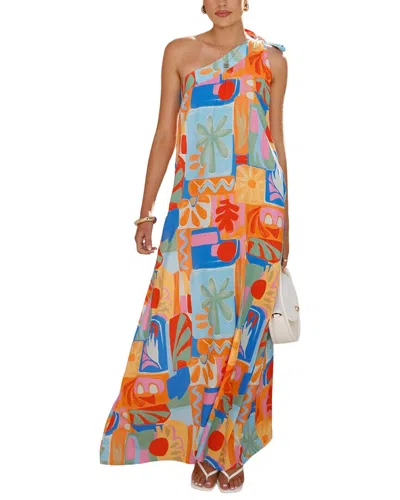 Oloey Printed Maxi Dress In Multi