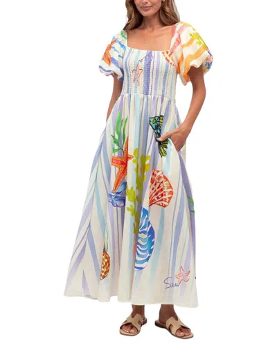 Oloey Printed Maxi Dress In Purple