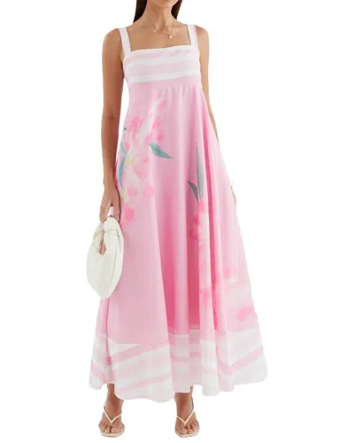 Oloey Printed Maxi Dress In Pink