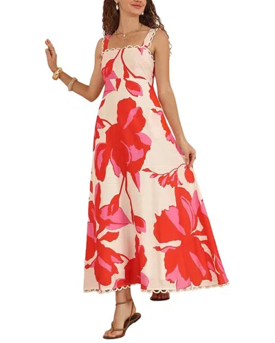 Oloey Printed Maxi Dress In Red