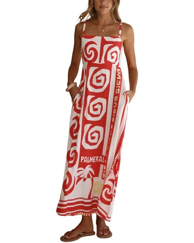 Oloey Printed Maxi Dress In Red