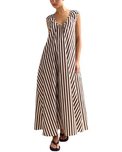 Oloey Printed Maxi Dress In Stripe Print