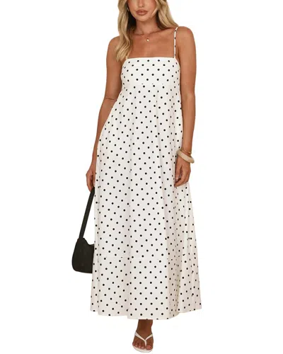 Oloey Printed Maxi Dress In White