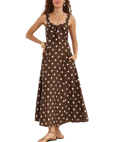 Oloey Printed Midi Dress In Brown