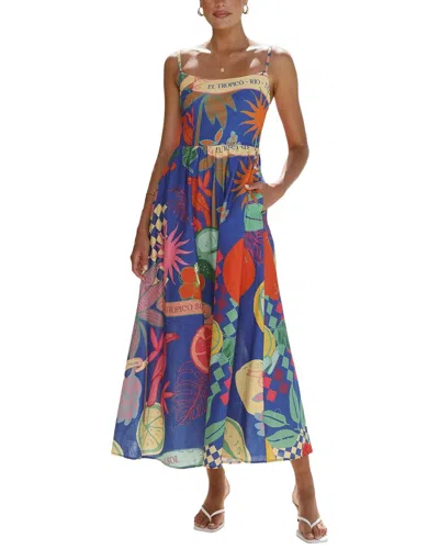 Oloey Printed Midi Dress In Multi