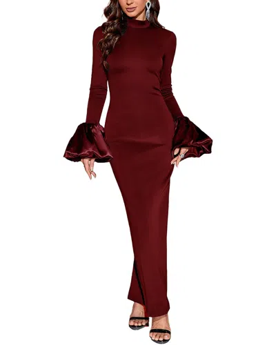 Oloey Solid Maxi Dress In Burgundy
