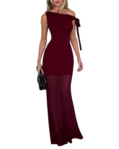 Oloey Solid Maxi Dress In Burgundy