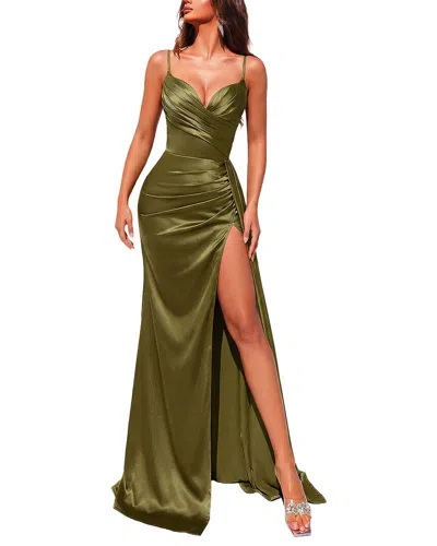 Oloey Solid Maxi Dress In Green