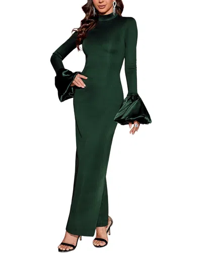 Oloey Solid Maxi Dress In Green