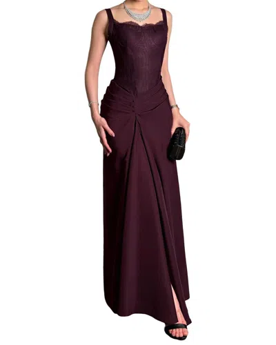 Oloey Solid Maxi Dress In Purple