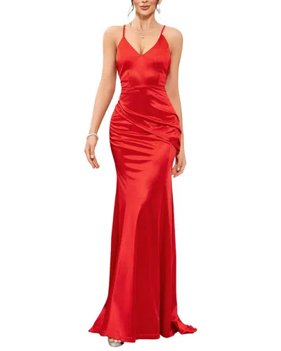 Oloey Solid Maxi Dress In Red