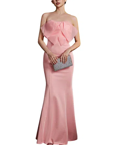 Oloey Solid Off The Shoulder Maxi Dress In Pink