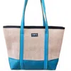 Olovesm Jute Tote Bag In Turquoise