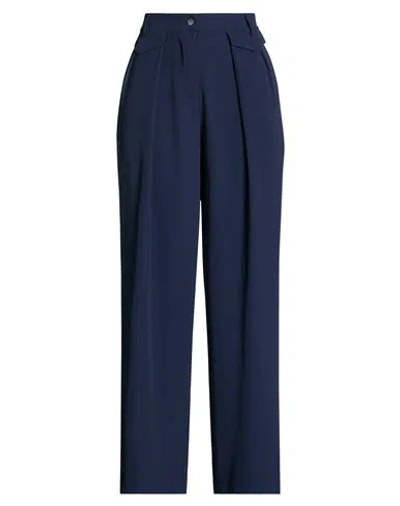 Oltre Amber Capsule Woman Pants Navy Size 16 Polyester, Elastane In Blue