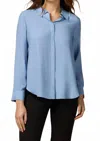 Oltre Long Sleeve Button Down Blouse In Light Blue In Blue
