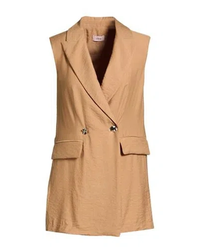 Oltre Woman Blazer Camel Size 14 Viscose, Polyamide In Brown