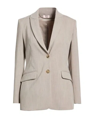 Oltre Woman Blazer Light Grey Size 16 Polyester, Viscose, Elastane In Gray