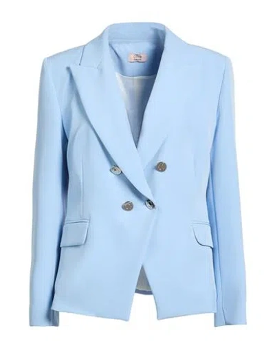 Oltre Woman Blazer Sky Blue Size 16 Polyester, Elastane